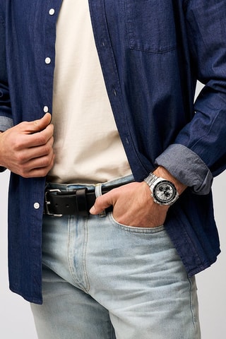 Montre à quartz en acier Autocross - Tachymètre - Argenté et noir