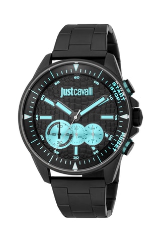 Montre à quartz en acier Leone - Chronographe - Noir et turquoise
