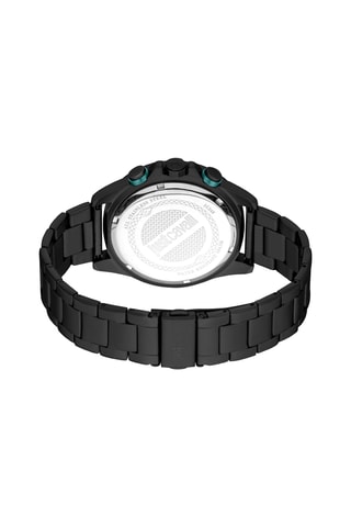 Montre à quartz en acier Leone - Chronographe - Noir et turquoise