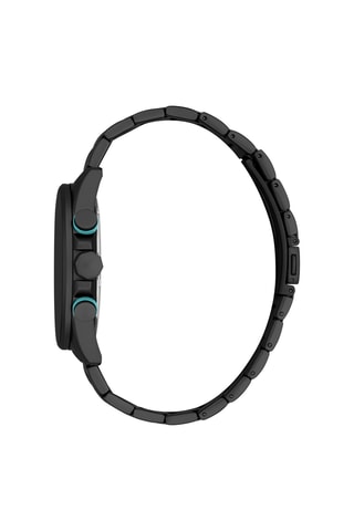 Montre à quartz en acier Leone - Chronographe - Noir et turquoise