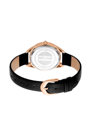 Montre à quartz en cuir et cristaux tchèques Luna - Noir et doré rose