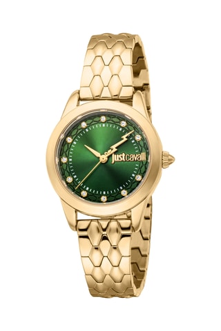 Montre à quartz en acier et cristaux tchèques Aurora - Doré et vert foncé