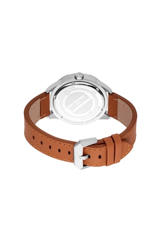 Montre à quartz en cuir Incanto - Marron et argenté