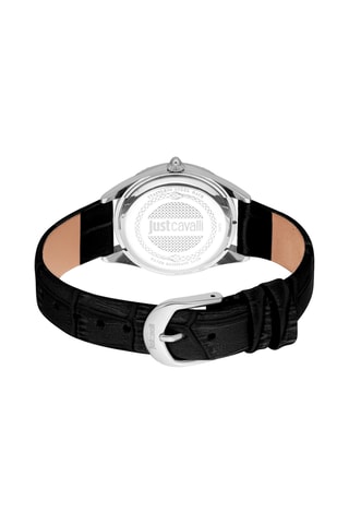 Montre à quartz en cuir et cristaux tchèques Vittoria - Noir et argenté