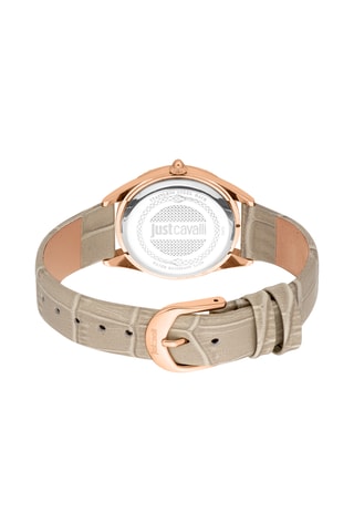 Montre à quartz en cuir et cristaux tchèques Vittoria - Gris clair et doré rose