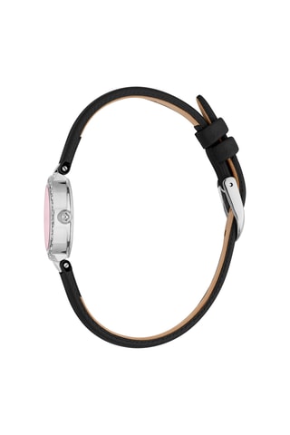 Montre à quartz en cuir et cristaux tchèques Serenita - Noir et argenté