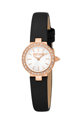 Montre à quartz en cuir et cristaux tchèques Serenita - Noir et doré rose