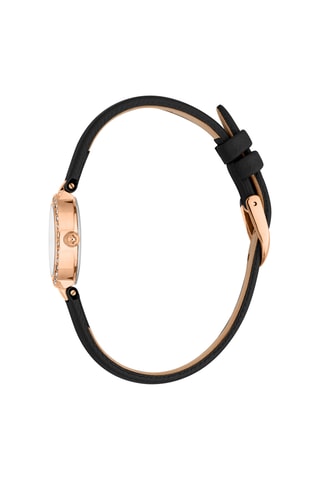 Montre à quartz en cuir et cristaux tchèques Serenita - Noir et doré rose