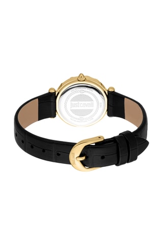 Montre à quartz en cuir et cristaux tchèques Stella - Noir et doré