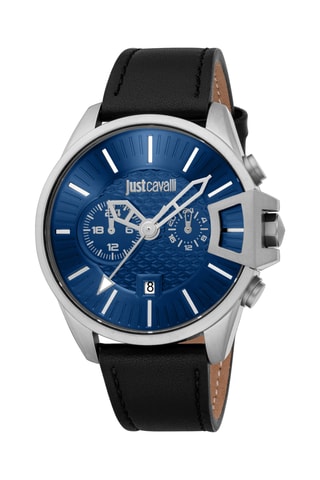 Montre à quartz en cuir Maestro - Noir et argenté