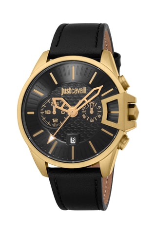 Montre à quartz en cuir Maestro - GMT - Noir et doré