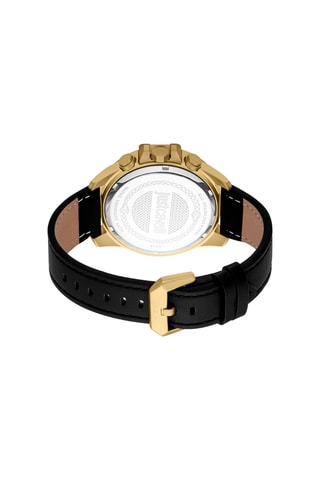 Montre à quartz en cuir Maestro - GMT - Noir et doré