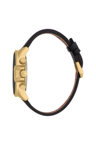 Montre à quartz en cuir Maestro - GMT - Noir et doré