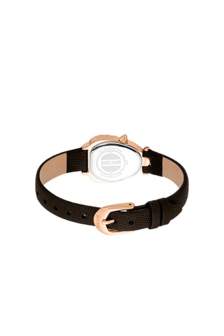 Montre à quartz en cuir et cristaux tchèques Perla - Marron et doré rose
