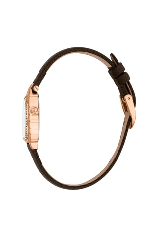 Montre à quartz en cuir et cristaux tchèques Perla - Marron et doré rose