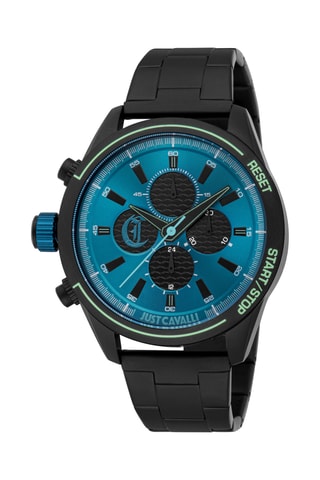 Montre à quartz en acier Cavaliere - Chronographe - Noir et bleu pétrole