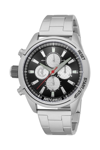 Montre à quartz en acier Cavaliere - Chronographe - Argenté et noir
