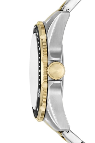 Montre à quartz en acier - Tachymètre - Argenté et doré