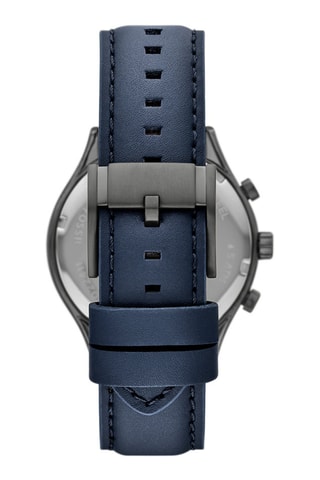 Montre à quartz en cuir - Chronographe - Bleu et gris