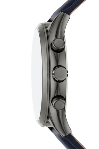 Montre à quartz en cuir - Chronographe - Bleu et gris
