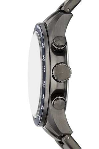 Montre à quartz en acier - Tachymètre et chronographe - Gris et bleu