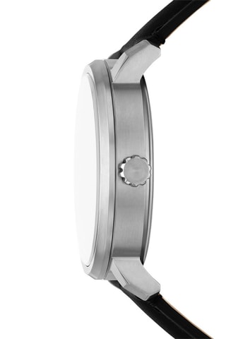 Montre à quartz en cuir - Compteur phases de la lune - Noir