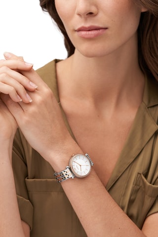 Montre à quartz en acier - Argenté et doré rose 