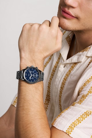 Montre à quartz en acier - Chronographe - Gris