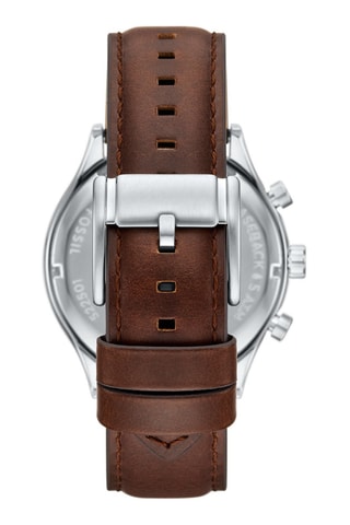 Montre à quartz en cuir - Chronographe - Marron et argenté