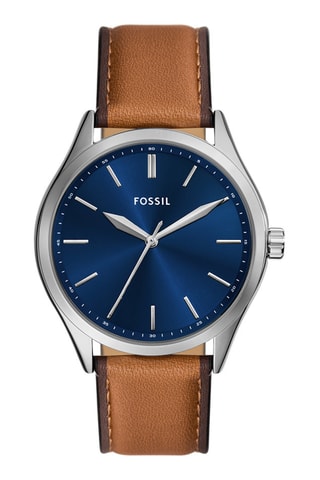 Montre à quartz en cuir - Marron et argenté