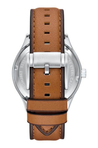 Montre à quartz en cuir - Marron et argenté