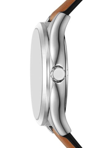 Montre à quartz en cuir - Marron et argenté