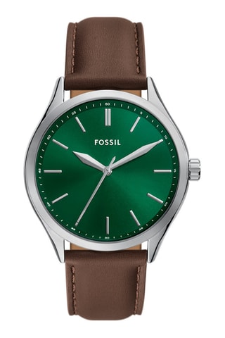Montre à quartz en cuir - Marron et argenté