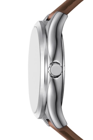 Montre à quartz en cuir - Marron et argenté