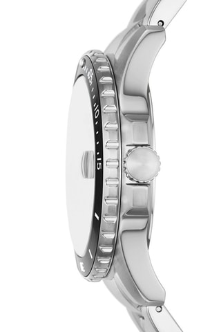 Montre à quartz en acier - Tachymètre - Argenté