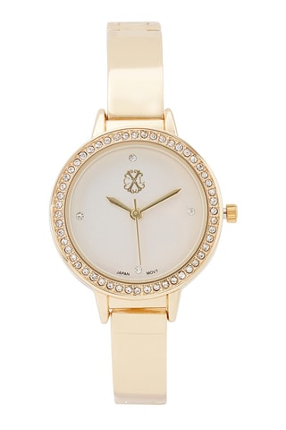Montre à quartz en acier Doré