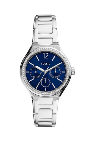 Montre à quartz en acier Eevie Argenté et bleu 