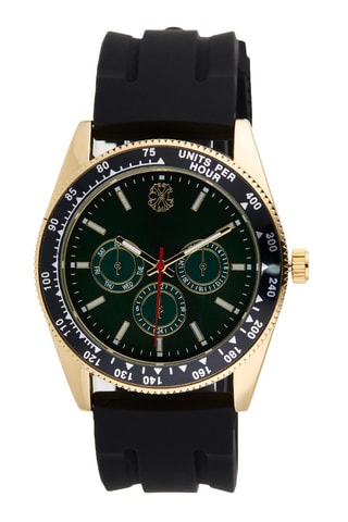 Montre à quartz en silicone - Noir et doré