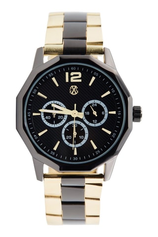 Montre à quartz en métal - Chronographe - Doré et noir