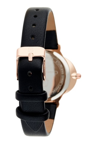 Montre à quartz en cuir synthétique - Noir et doré rose
