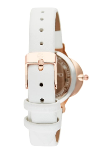 Montre à quartz en cuir synthétique - Blanc et doré rose