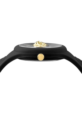 Montre à quartz en silicone et plaqué ion or jaune Fire Island Lion - Noir