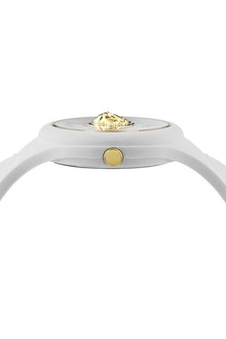 Montre à quartz en silicone et plaqué ion or jaune Fire Island Lion - Blanc