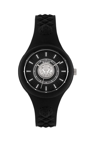 Montre à quartz en silicone Fire Island Lion - Noir et blanc