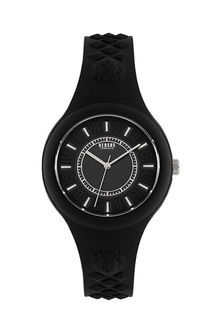 Montre à quartz en silicone Fire Island - Noir et argenté