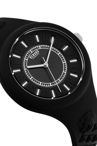 Montre à quartz en silicone Fire Island - Noir et argenté