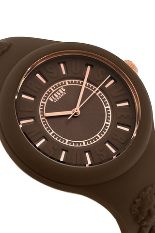 Montre à quartz en silicone et plaqué ion or rose Fire Island - Marron et doré rose