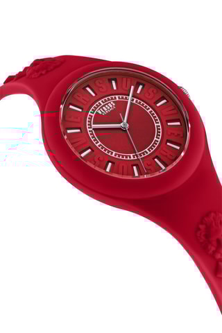 Montre à quartz en silicone Fire Island - Rouge et argenté