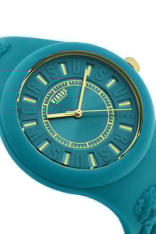 Montre à quartz en silicone et plaqué ion or jaune Fire Island - Vert foncé et doré