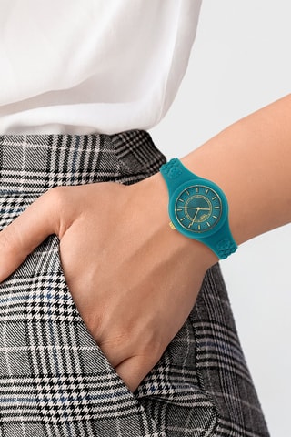 Montre à quartz en silicone et plaqué ion or jaune Fire Island - Vert foncé et doré